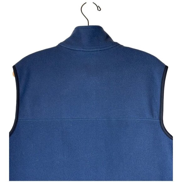 Lands End Vest Men Medium Navy Blue Fleece Mock‎ Neck Full Zip Outerwear - Picture 4 of 9